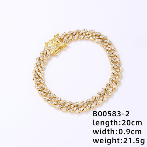 Hip-hop Punk Geometric Solid Color Alloy Plating Inlay Rhinestones White Gold Plated Gold Plated Men's Jewelry Set