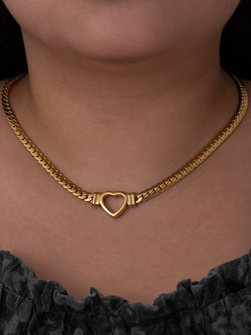 Rostfreier Stahl 18 Karat Vergoldet Lässig Einfacher Stil Herzform Halskette Mit Anhänger