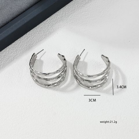 1 Pair Retro C Shape Plating Alloy Ear Studs