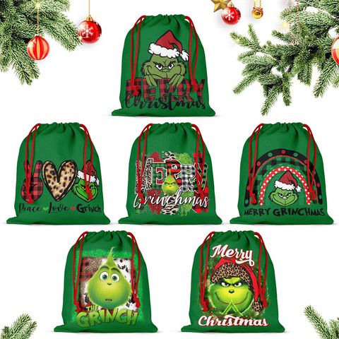 Christmas Cartoon Style Cartoon Character Letter Cloth Party Festival Gift Bags