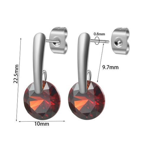 1 Pair Casual Cute Round Plating Inlay Stainless Steel Zircon Ear Studs