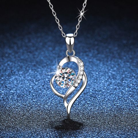 Elegant Luxurious Solid Color Sterling Silver Plating Inlay Moissanite 18k Gold Plated Pendant Necklace