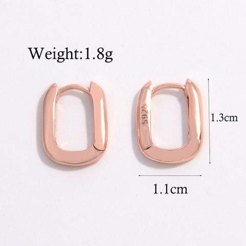 1 Pair Simple Style Commute Geometric Plating Sterling Silver 14k Gold Plated Rose Gold Plated White Gold Plated Earrings