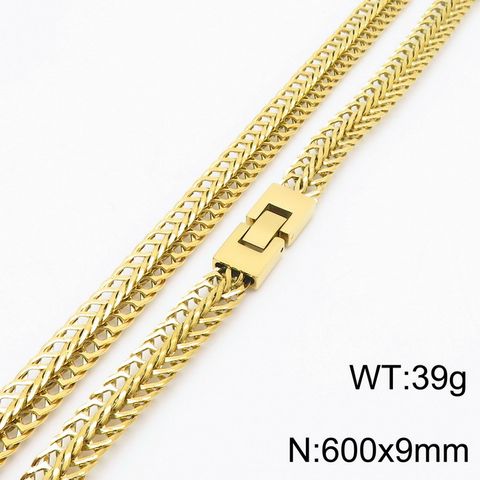 Punk Solid Color Titanium Steel Plating Chain 18K Gold Plated Men's Necklace