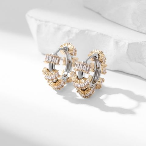 1 Pair Ig Style Elegant Circle Plating Inlay Copper Zircon Gold Plated Earrings