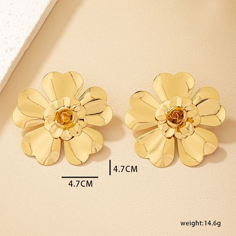 1 Pair Simple Style Flower Plating Metal Gold Plated Ear Studs