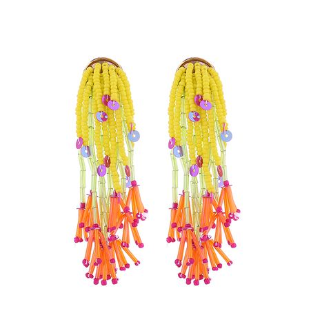 1 Pair Simple Style Commute Flower Beaded Seed Bead Drop Earrings