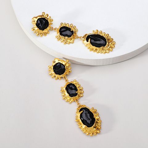 1 Pair Exaggerated Round Inlay Zinc Alloy Rhinestones Dangling Earrings