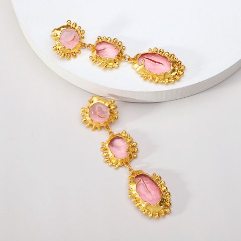 1 Pair Exaggerated Round Inlay Zinc Alloy Rhinestones Dangling Earrings