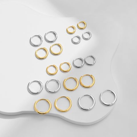 1 Pair Ig Style Elegant Sweet Round Plating Sterling Silver 18k Gold Plated Rhodium Plated Hoop Earrings