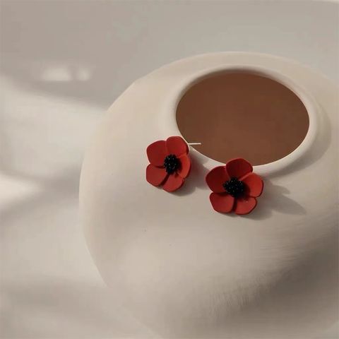 1 Pair Simple Style Classic Style Flower Alloy Ear Studs