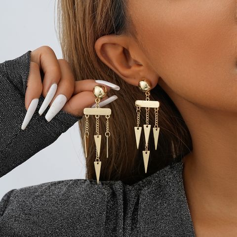 1 Pair Exaggerated Formal Solid Color Tassel Alloy Drop Earrings