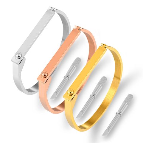 Simple Style Commute Solid Color Stainless Steel Plating Gold Plated Bangle