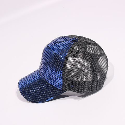 Unisex Casual Korean Style Geometric Sequins Patchwork Curved Eaves Baseball Cap