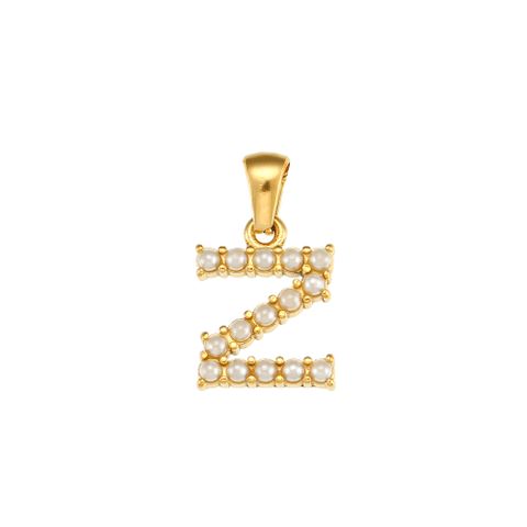 1 Piece Stainless Steel Artificial Pearls Zircon 18K Gold Plated Inlay Polished Pendant