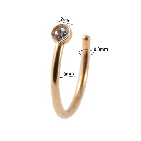 1 Piece Casual Hip-hop Modern Style C Shape Inlay Stainless Steel Zircon Nose Studs