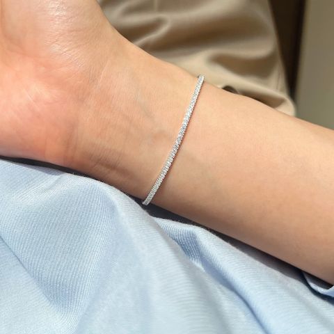 Simple Style Geometric Sterling Silver Plating Inlay Zircon Silver Plated Bracelets