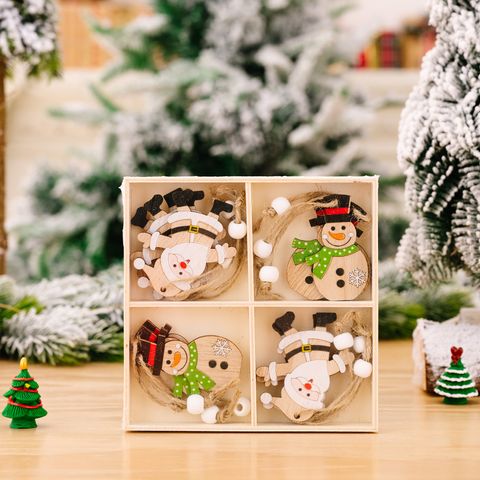 Christmas Cartoon Style Snowman Wood Indoor Party Festival Hanging Ornaments