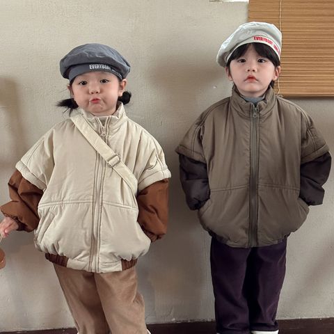 Retro Solid Color Cotton Boys Outerwear