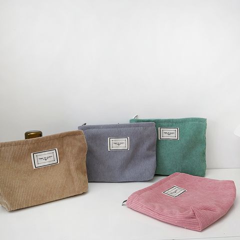 Vintage Style Solid Color Corduroy Square Makeup Bags