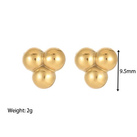 1 Pair Simple Style Ball Patchwork Plating Stainless Steel White Gold Plated Gold Plated Ear Studs