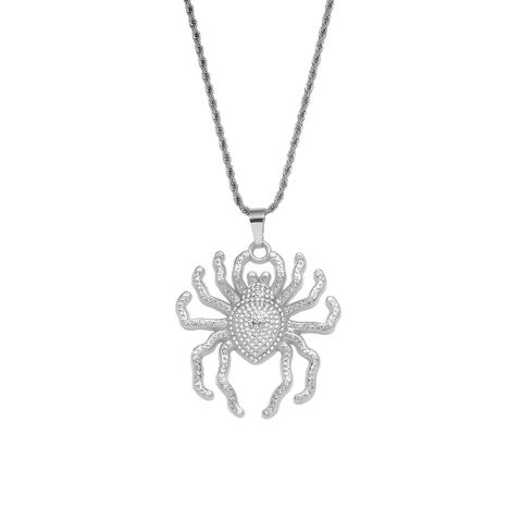 Hip-hop Spider Alloy Inlay Rhinestones Men's Pendant Necklace