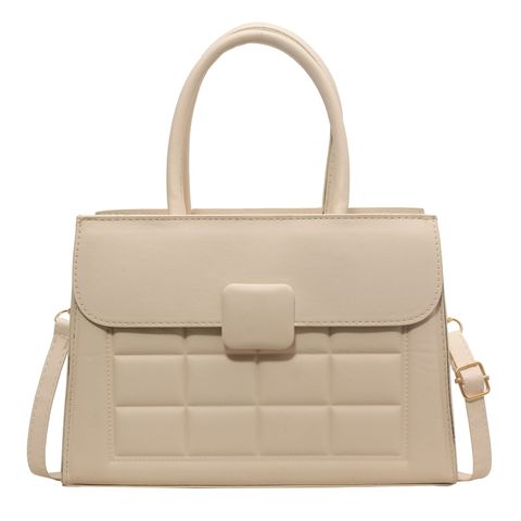 Women's Pu Leather Plaid Vintage Style Square Zipper Handbag