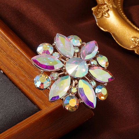 Shiny Flower Gold Plated Rhinestones Alloy Wholesale Open Rings