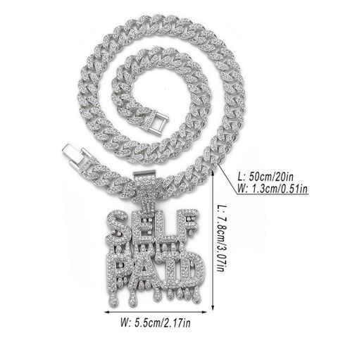 Hip-Hop Letter Zinc Alloy Polishing Plating Inlay Rhinestones Unisex Pendant Necklace