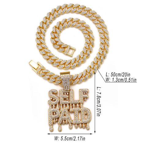 Hip-Hop Letter Zinc Alloy Polishing Plating Inlay Rhinestones Unisex Pendant Necklace