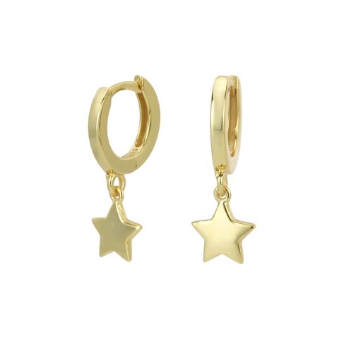 1 Pair Classic Style Star Plating Sterling Silver Gold Plated Drop Earrings
