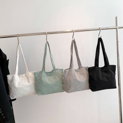 Women's Corduroy Solid Color Streetwear Square Zipper Shoulder Bag