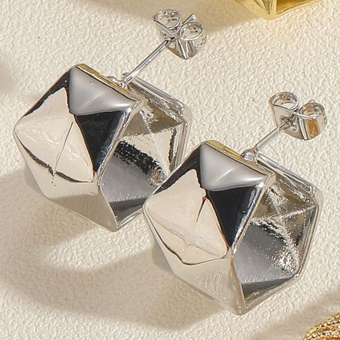 1 Pair Simple Style Classic Style Color Block Plating Inlay Brass Zircon 14k Gold Plated White Gold Plated Ear Studs