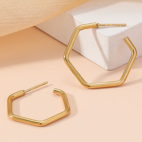 1 Pair Casual Elegant Hexagon Plating Stainless Steel 18k Gold Plated Ear Studs