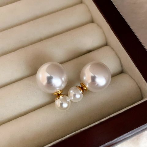 1 Pair Basic Round Inlay Imitation Pearl Pearl Drop Earrings