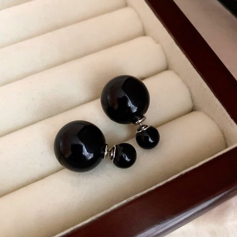 1 Pair Basic Round Inlay Imitation Pearl Pearl Drop Earrings