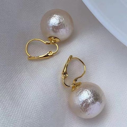 1 Pair Simple Style Round Plating Imitation Pearl Drop Earrings
