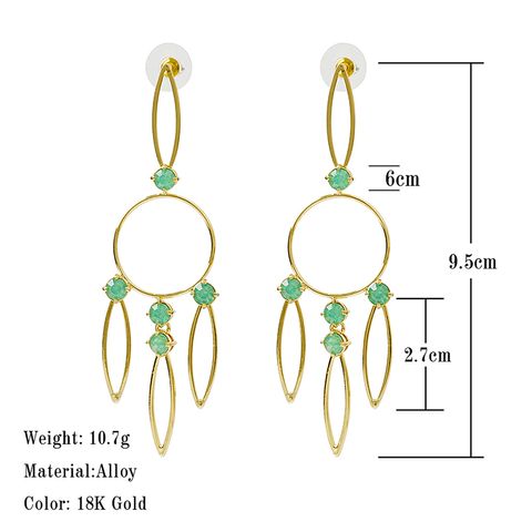 1 Pair Elegant Vacation Geometric Alloy Rhinestones 18k Gold Plated Dangling Earrings