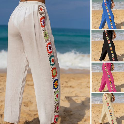 Women's Beach Casual Vacation Geometric Full Length Hollow Out Casual Pants