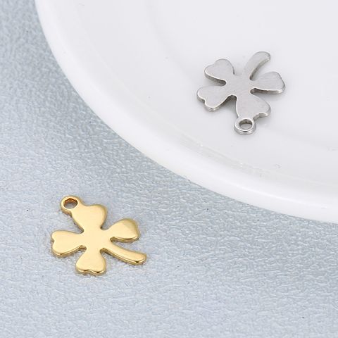 1 Piece Stainless Steel 18K Gold Plated Four Leaf Clover