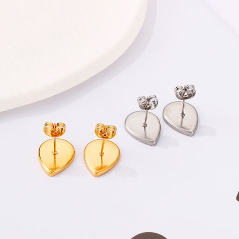 1 Pair Simple Style Water Droplets Plating Stainless Steel 18K Gold Plated Ear Studs