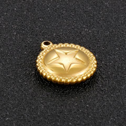 1 Piece Stainless Steel 18K Gold Plated Star Moon