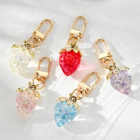 Casual Cute Simple Style Strawberry Resin Mobile Phone Chain Keychain