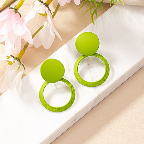1 Pair Simple Style Korean Style Round Stoving Varnish Iron Drop Earrings