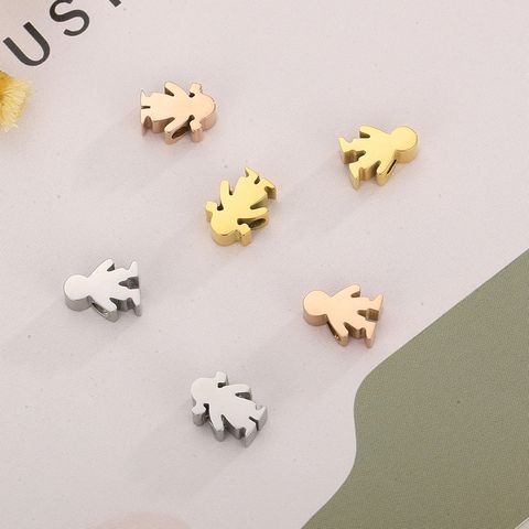1 Piece Stainless Steel 18K Gold Plated Cartoon Character Polished Beads