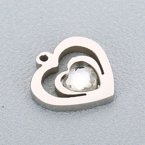 Simple Style Heart Shape Stainless Steel Inlay Glass Jewelry Accessories