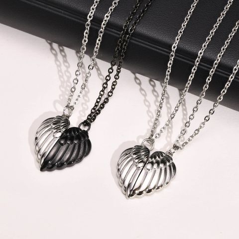304 Stainless Steel Simple Style Patchwork Heart Shape Wings