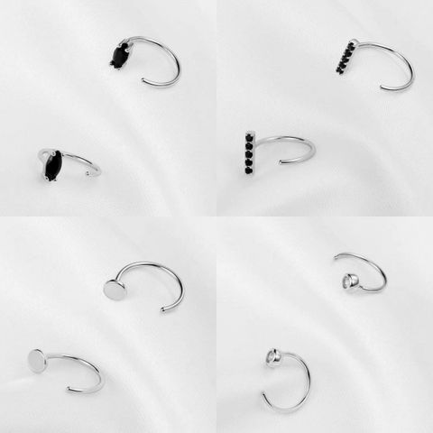 1 Pair Simple Style Circle Inlay Sterling Silver Zircon Ear Studs