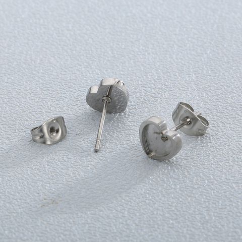 1 Pair Simple Style Heart Shape Stainless Steel Ear Studs