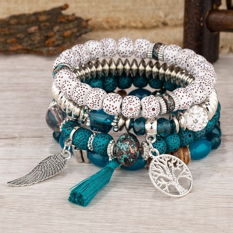 Ethnic Style Feather Alloy Wood Women's Bracelets
